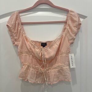 PacSun Light Pink Lace-Up Top